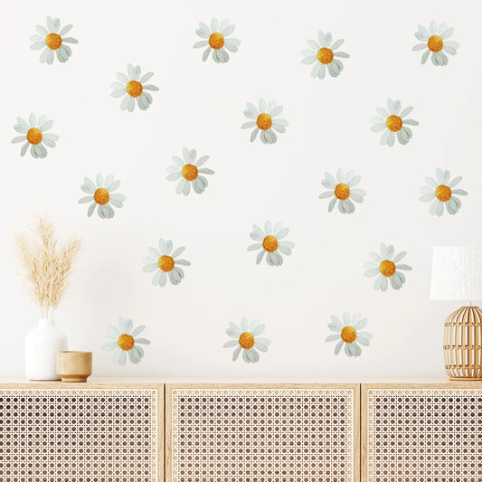 3pcs Set Waterproof Removable Wall Stickers for Kids Room Decoration Bedroom Watercolor Daisy Flowers Wall Decals Home Decor-HomeDecorDecals_com