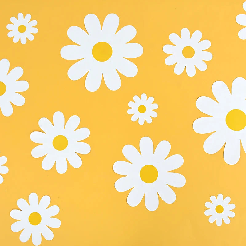 Close-up view of White Daisy Flower Wall Decal | Home Decor by HomeDecorDecals.