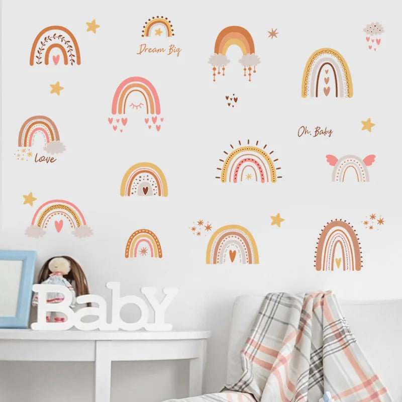 1x Cartoon Arch Rainbow DIY Wall Stickers for Baby Room Kids Bedroom Nursery Window Decor Removable PVC Decals Home Pieces Mural-HomeDecorDecals_com