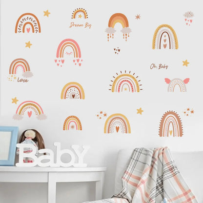 1x Cartoon Arch Rainbow DIY Wall Stickers for Baby Room Kids Bedroom Nursery Window Decor Removable PVC Decals Home Pieces Mural-HomeDecorDecals_com