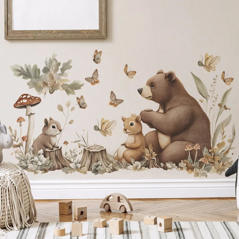 Bear Squirrel and Butterfly Wall Decal | Home Decor by HomeDecorDecals.