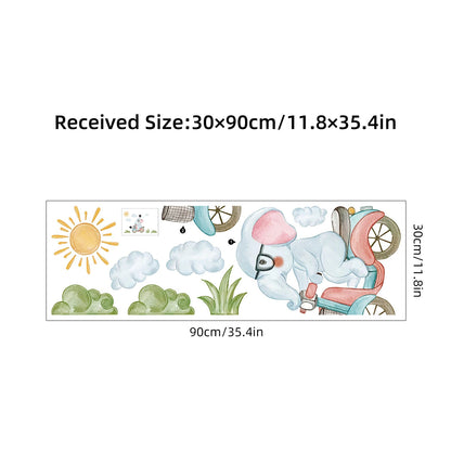 1Pc Cartoon Cute Elephant Riding Bike Wall Stickers for Kids Room Living Room Wall Decals Children Room Decor Bedroom Decoraiton-HomeDecorDecals_com