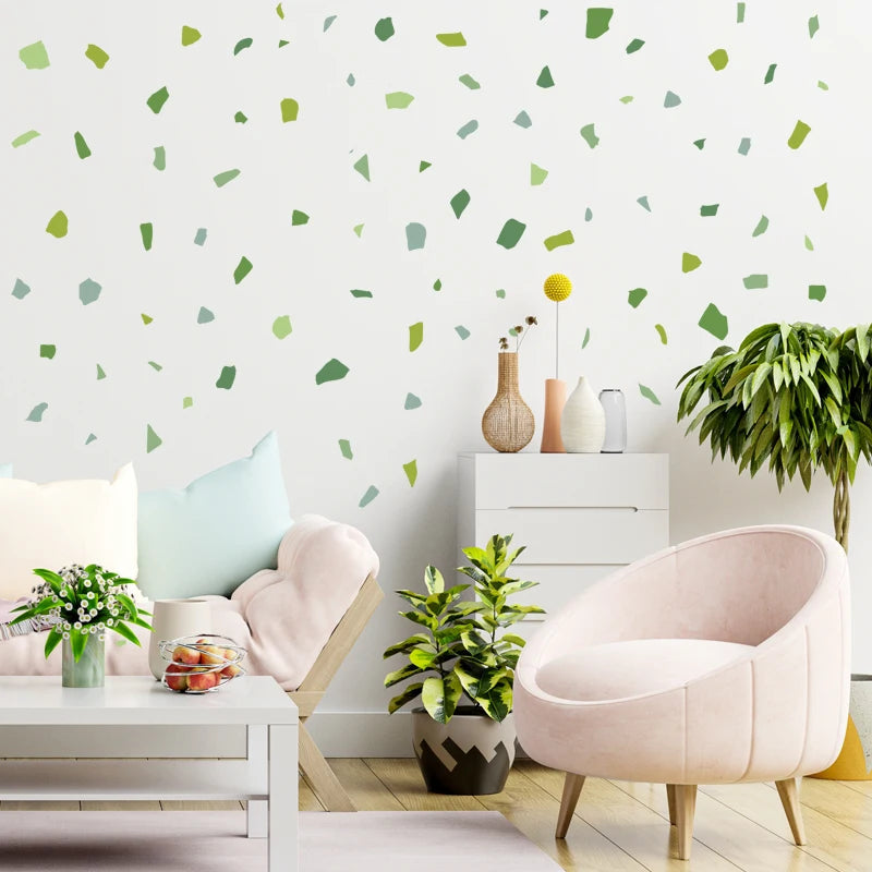 Close-up view of Green Terrazzo Pattern Wall Decal | Home Decor by HomeDecorDecals.