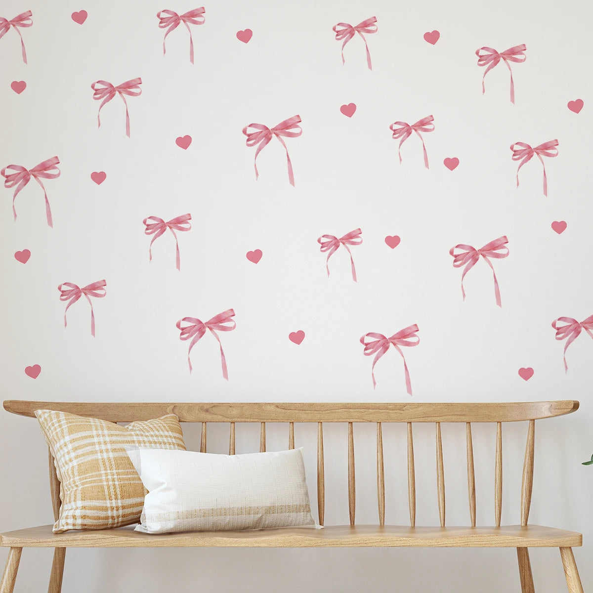 Pink Bow Love Wall Sticker | Home Decor displayed in room decor by HomeDecorDecals.