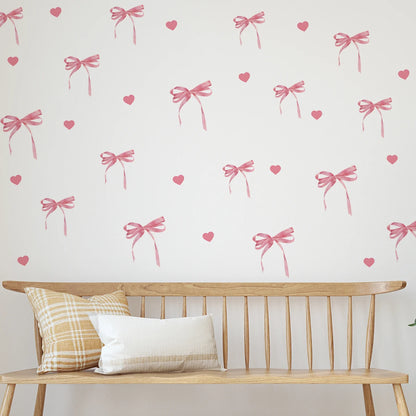 Pink Bow Love Wall Sticker | Home Decor displayed in room decor by HomeDecorDecals.