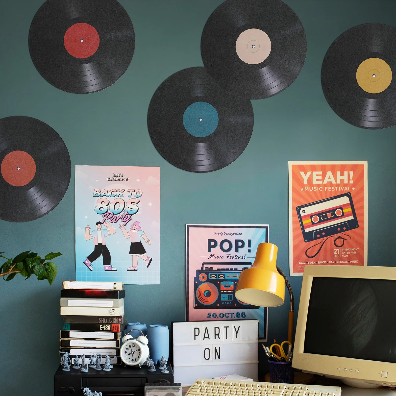 8Pcs Vinyl Record Wall Stickers Retro Decor Decals Artistic Home Cafe Bar Decoration Aesthetic records sticker-HomeDecorDecals_com