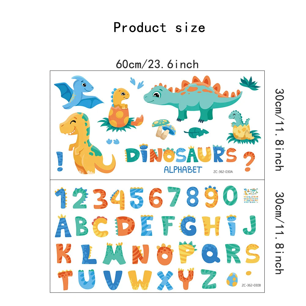 Cartoon Dinosaur Alphabet Removable Wall Stickers Letter Digit for Early education Kindergarten Nursery Kids Baby Room PVC Decal-HomeDecorDecals_com