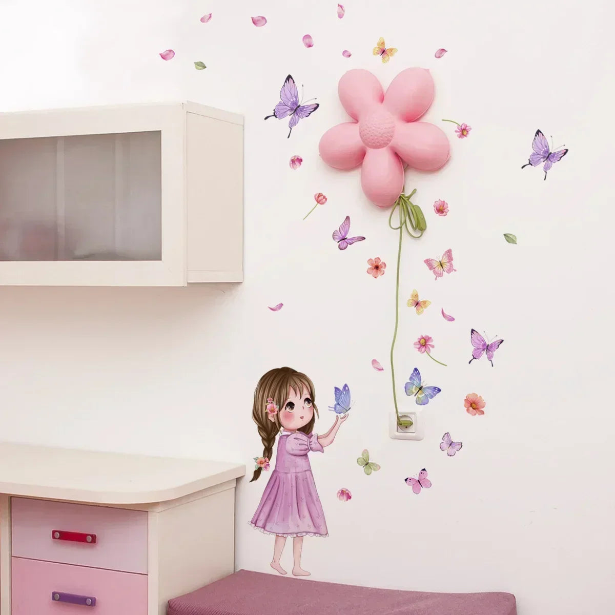 Wall Stickers Cute Girl Butterflies for Bedroom Removable Decals PVC Peel and Stick Decor Girls Room living room decoration-HomeDecorDecals_com