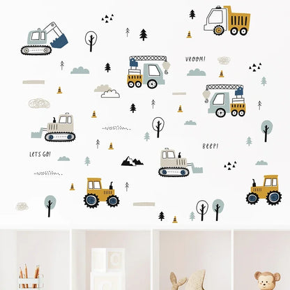 Cute Cars And Cargo Truck Kids Wall Decal Set-HomeDecorDecals_com