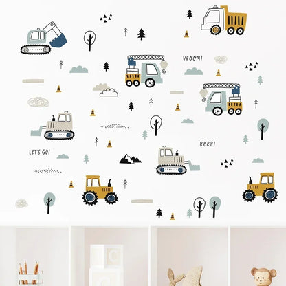 Cute Cars And Cargo Truck Kids Wall Decal Set-HomeDecorDecals_com