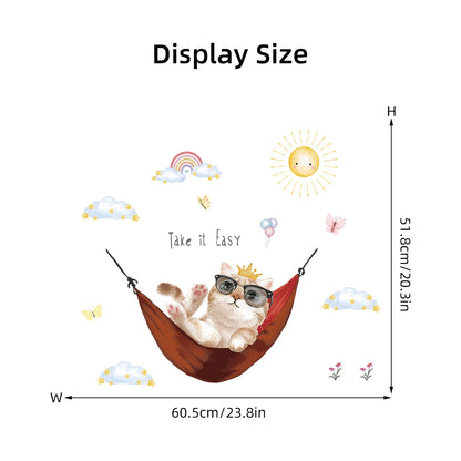 1Pc Cute Cartoon Cat Basking in The Sun Wall Decals Bedroom Decoration Wall Stickers for Kids Home Decor Children's Room-HomeDecorDecals_com