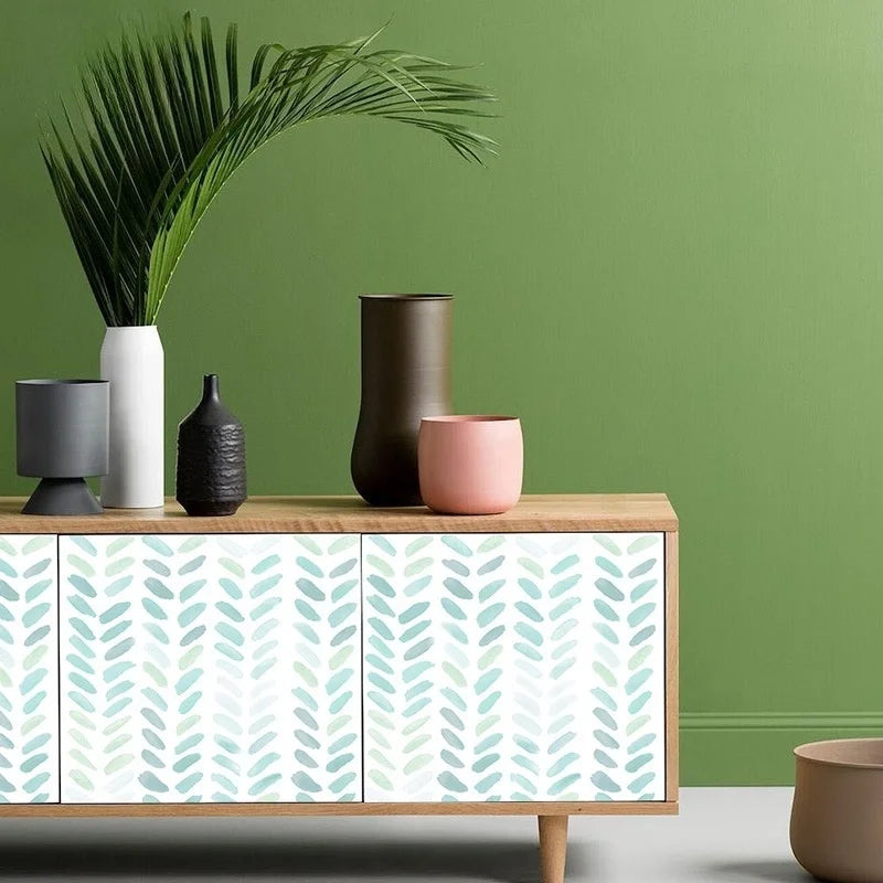 Green White Leaves Wallpaper | Home Decor removable peel and stick wall decal by HomeDecorDecals.
