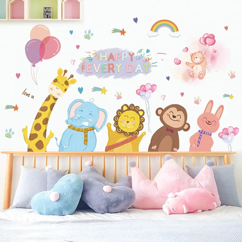 2PCS Cartoon Naughty Cats Stacked Arhats Wall Stickers Kindergarten Children'S Room Wall Decoration Fun Wallpaper-HomeDecorDecals_com