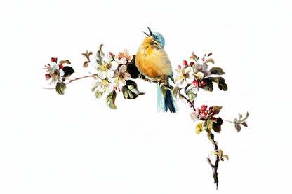 Beautiful Flower and Bird Art Wall Decal | Home Decor design details by HomeDecorDecals.