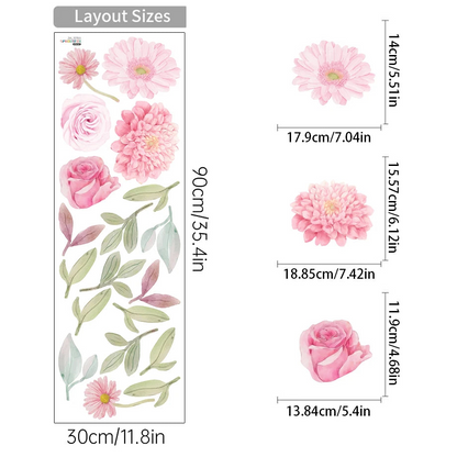 Boho Pink Floral Botanical Wall Decal | Home Decor displayed in room decor by HomeDecorDecals.