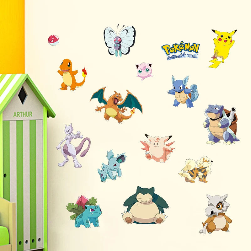 Cartoon Pikachu Wall Decal | Kids Room Decor removable peel and stick wall decal by HomeDecorDecals.