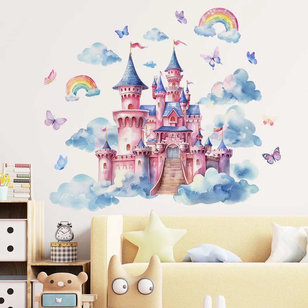 Cartoon Dream Castle Wall Stickers, Children's Room Wall Decoration Beautification, Self Adhesive Stickers-HomeDecorDecals_com