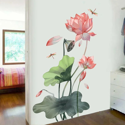 Lotus and Dragonfly Wall Decal | Home Decor design details by HomeDecorDecals.