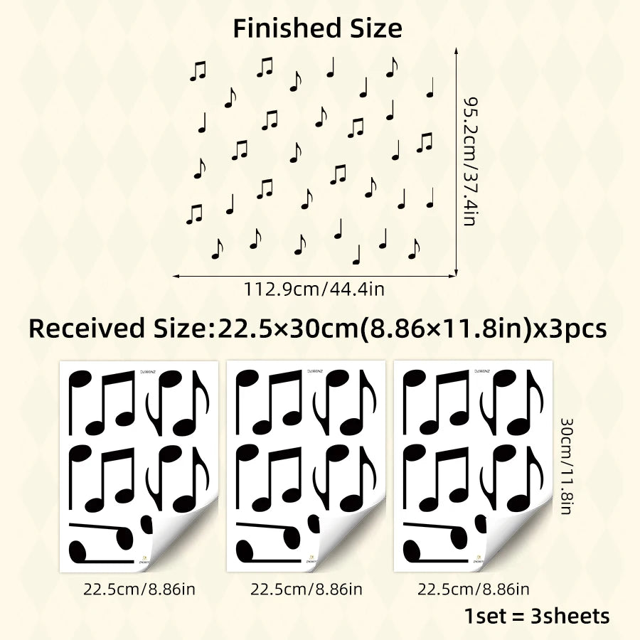 Additional view of Music Note Patterns Wall Decal | Home Decor by HomeDecorDecals.