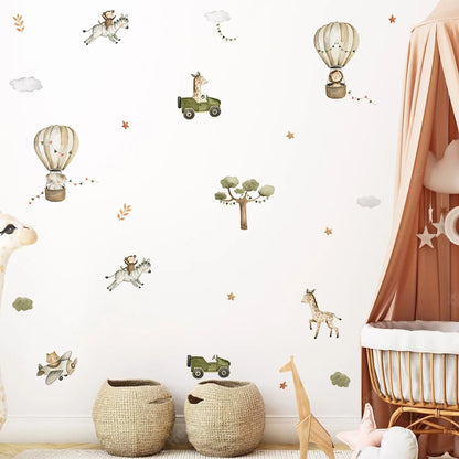 Cartoon Safari Animals Wall Decal | Room Decor displayed in room decor by HomeDecorDecals.