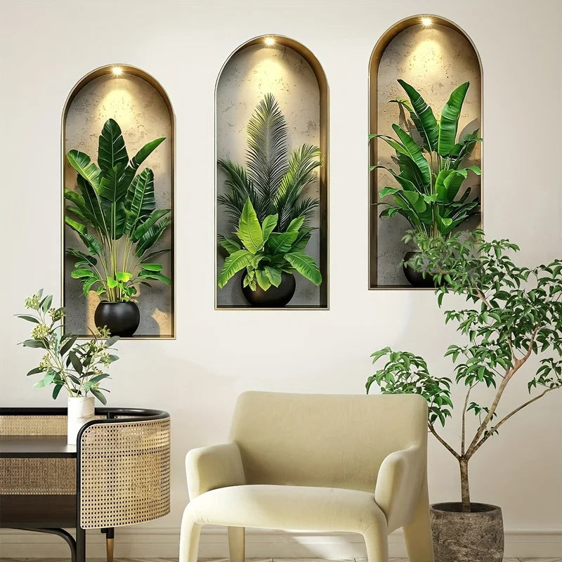 3D Watercolor Potted Plant Wall Stickers PVC-HomeDecorDecals_com