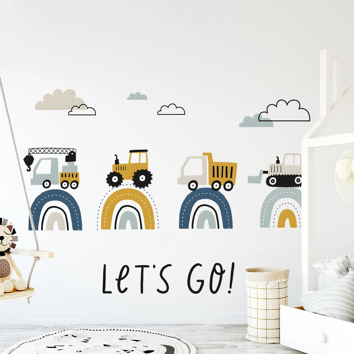 Colourful Cartoon Truck Rainbow Wall Sticker for Kids-HomeDecorDecals_com