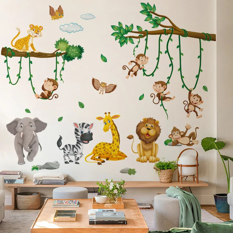 1 piece wall stickers elephant zebra giraffe monkey stickers living room sofa bedroom background wall decoration stickers-HomeDecorDecals_com