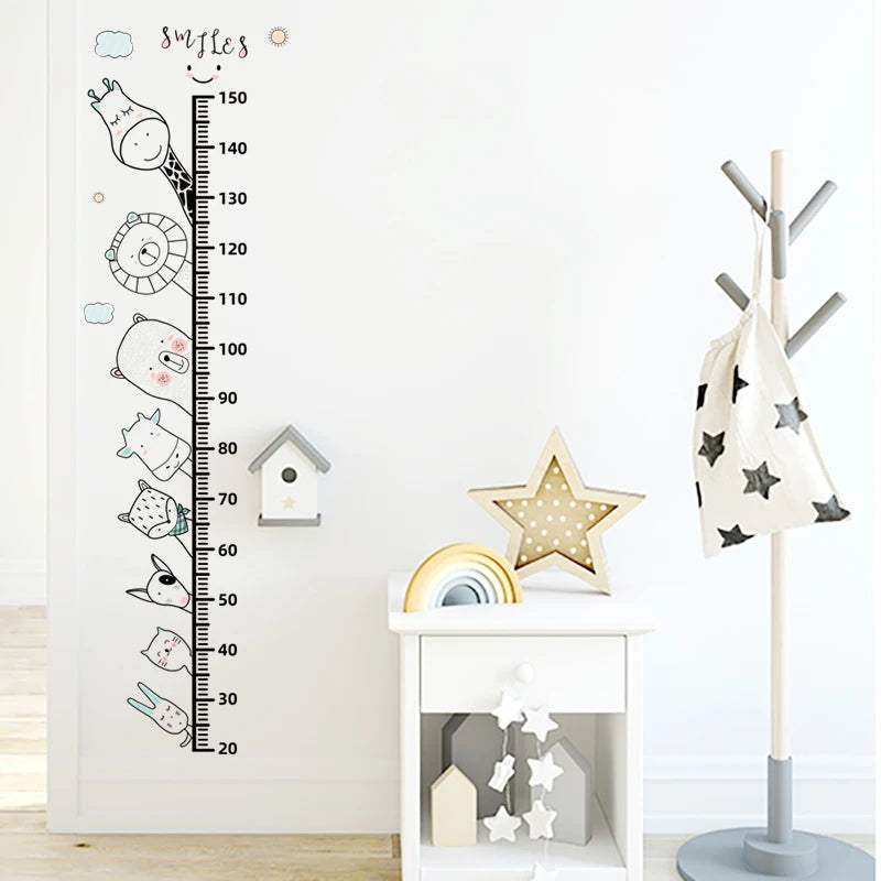 Simple Line Animals Cartoon Height Ruller Wall Stickers Grow Up Height Measure Wall Decals for kis Room Living Room Bedroom PVC-HomeDecorDecals_com