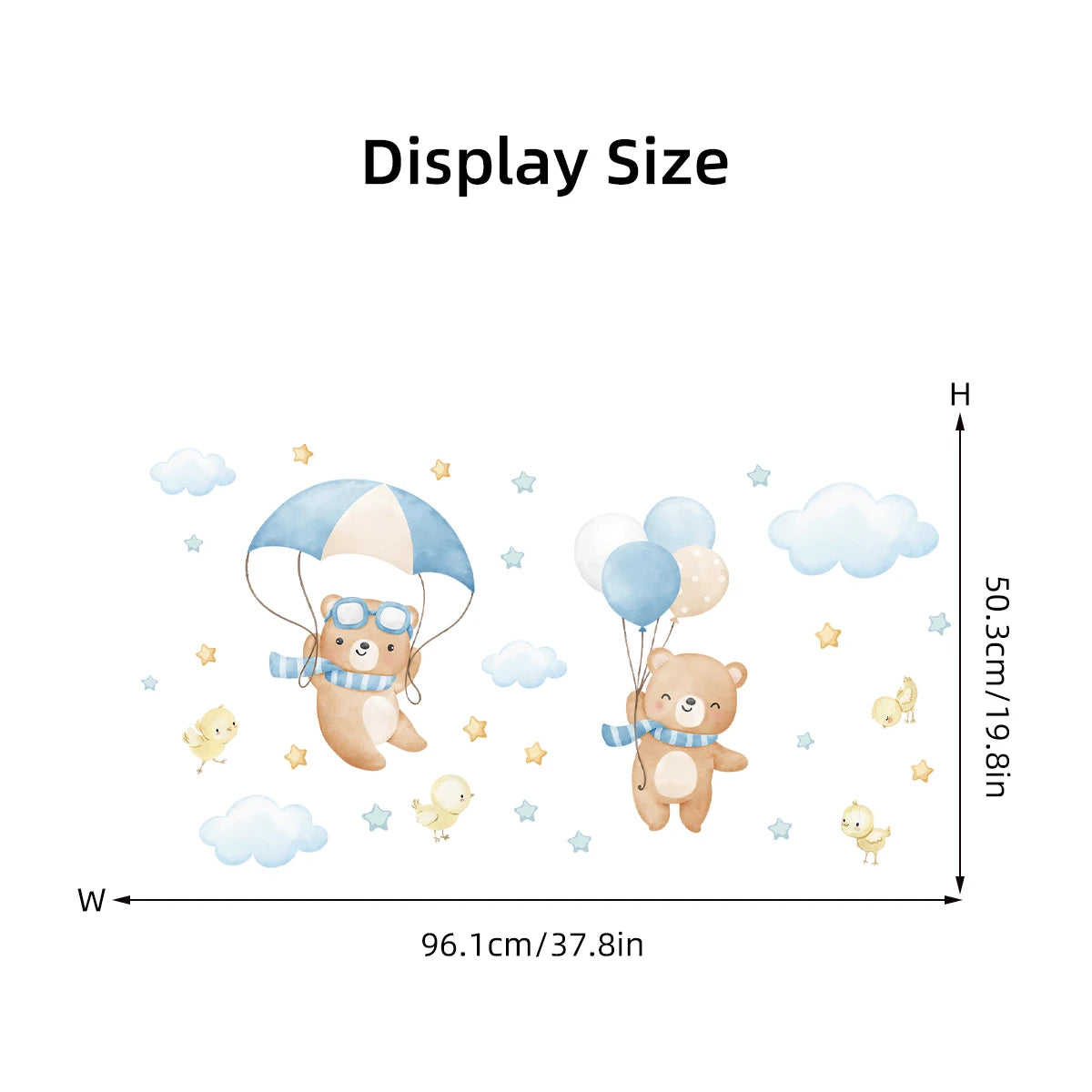 1Pc Cloud Star Cartoon Balloon Bear Wall Stickers for Kids Room Decor Wall Decals Bedroom Decoration Children's Home Nuresry-HomeDecorDecals_com