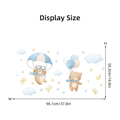 1Pc Cloud Star Cartoon Balloon Bear Wall Stickers for Kids Room Decor Wall Decals Bedroom Decoration Children's Home Nuresry-HomeDecorDecals_com
