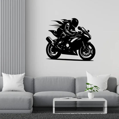 Motorcycle Rider Silhouette Wall Decal | Room Decor by HomeDecorDecals.
