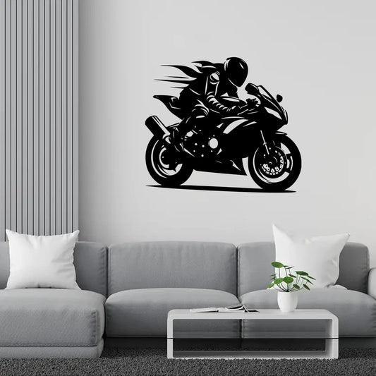 Motorcycle Rider Silhouette Wall Decal | Room Decor by HomeDecorDecals.