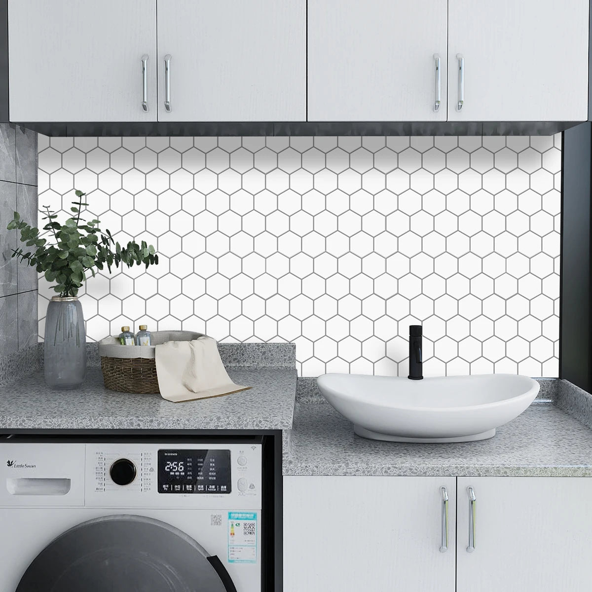 Close-up view of Large Hexagonal Wall Tiles | Home Decor by HomeDecorDecals.