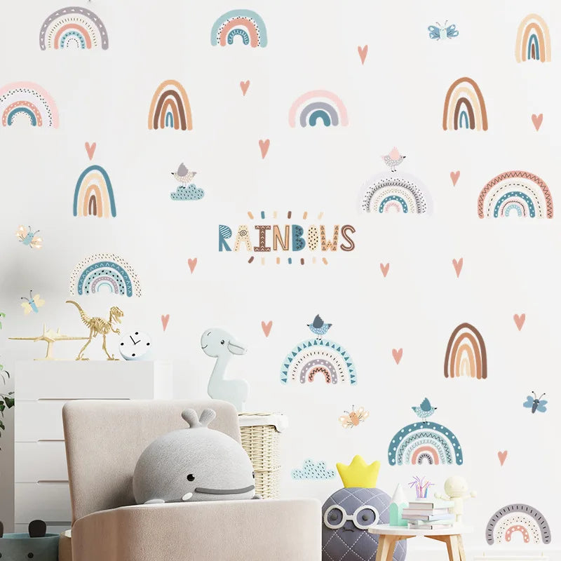 1x Cartoon Arch Rainbow DIY Wall Stickers for Baby Room Kids Bedroom Nursery Window Decor Removable PVC Decals Home Pieces Mural-HomeDecorDecals_com