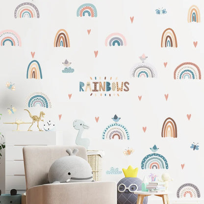 1x Cartoon Arch Rainbow DIY Wall Stickers for Baby Room Kids Bedroom Nursery Window Decor Removable PVC Decals Home Pieces Mural-HomeDecorDecals_com