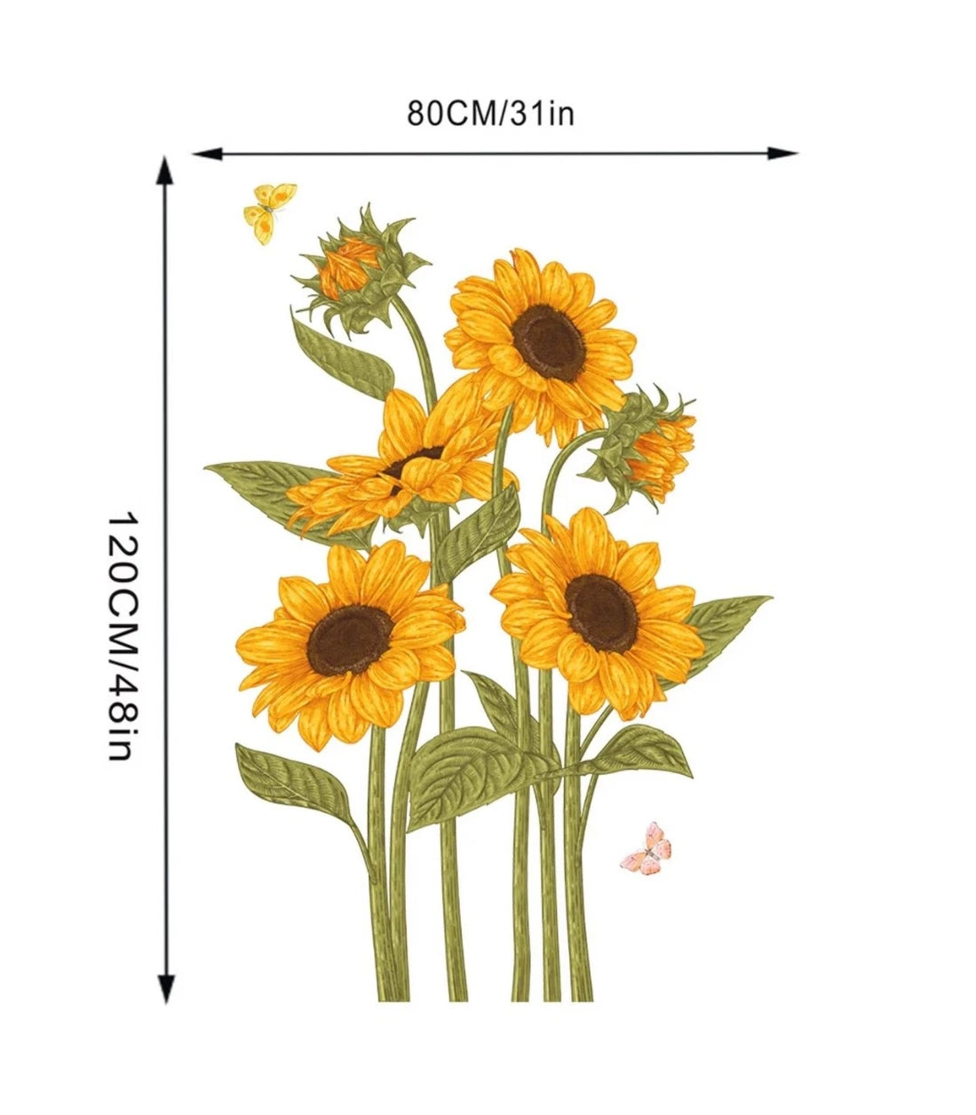 Sunflower and Butterfly Wall Decal | Home Decor displayed in room decor by HomeDecorDecals.