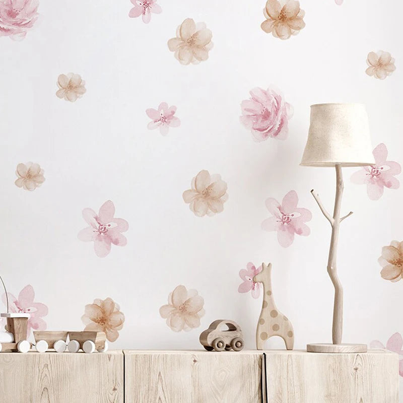 Boho Pink Floral Botanical Wall Decal | Home Decor design details by HomeDecorDecals.