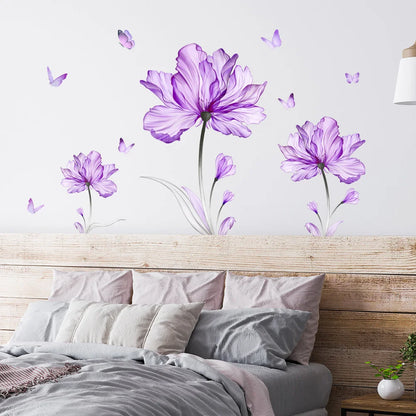 Close-up view of Purple Tulip Flowers Wall Decal | Home Decor by HomeDecorDecals.