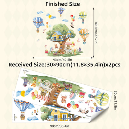 Cartoon Tree And Balloon Animals Wall Sticker-HomeDecorDecals_com