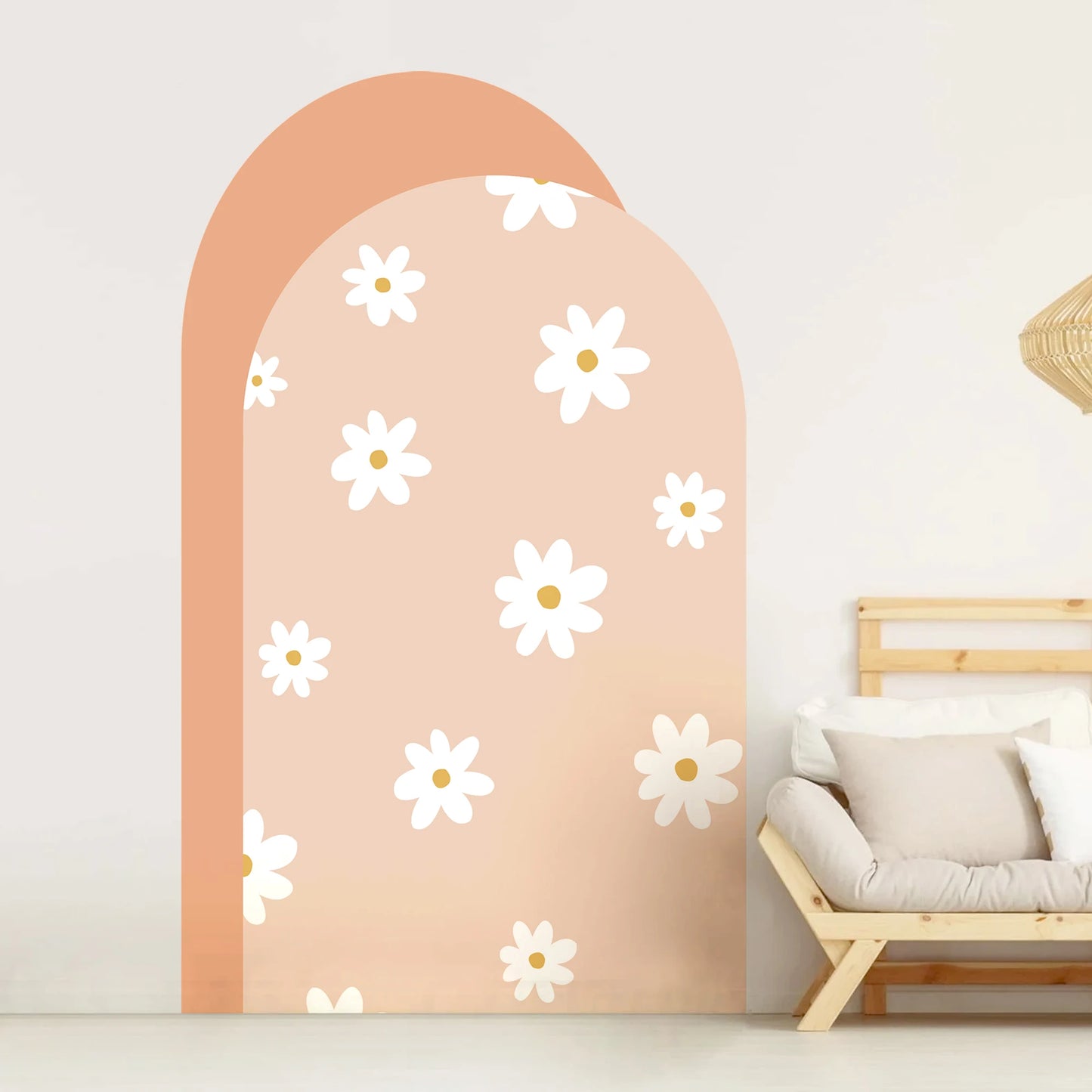 Boho Flowers Arch Wallpaper Nursery Decal Children's Room Baby Sticker Kids Bedroom Living Vinyl Home Decoration Peel and Stick-HomeDecorDecals_com