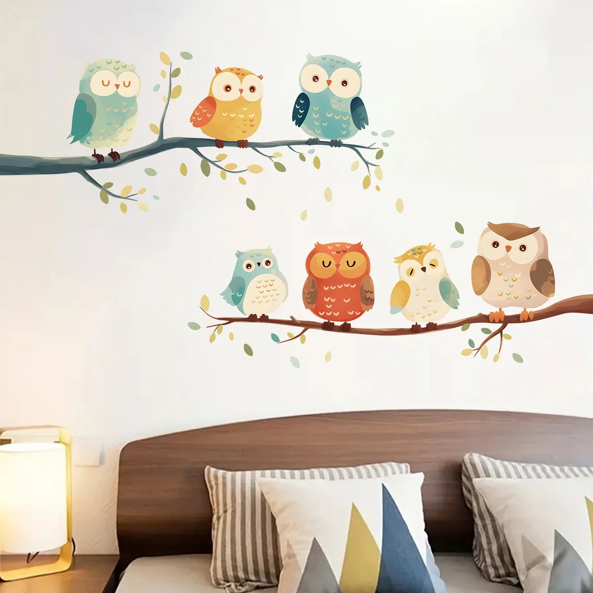 Cartoon Owl on Branch Wall Sticker for Kids Room-HomeDecorDecals_com