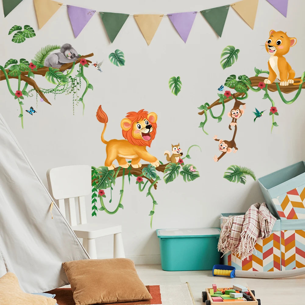 Lion Wall Sticker for Kids Jungle Bedroom Decor-HomeDecorDecals_com