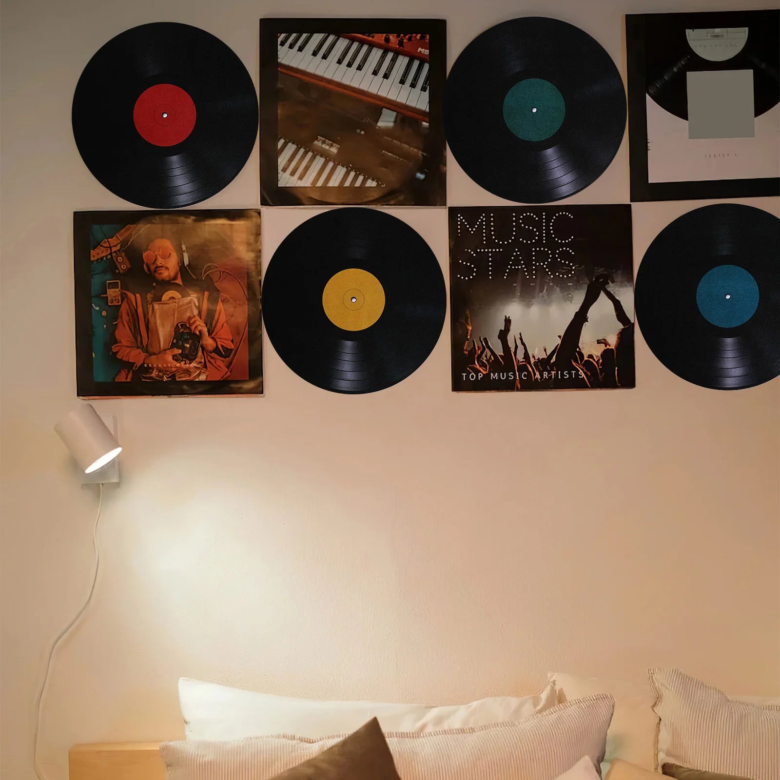 8Pcs Vinyl Record Wall Stickers Retro Decor Decals Artistic Home Cafe Bar Decoration Aesthetic records sticker-HomeDecorDecals_com