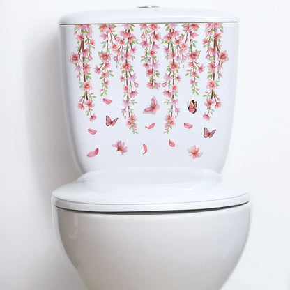 Plant Leaves Wall Sticker Toilet Sticker WC Self Adhesive Mural Beautify Flower Home Decoration Decals Refrigerator sticker-HomeDecorDecals_com
