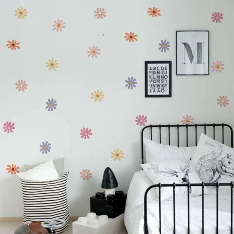 Close-up view of Daisy Floral Interior Wall Decal | Home Decor by HomeDecorDecals.