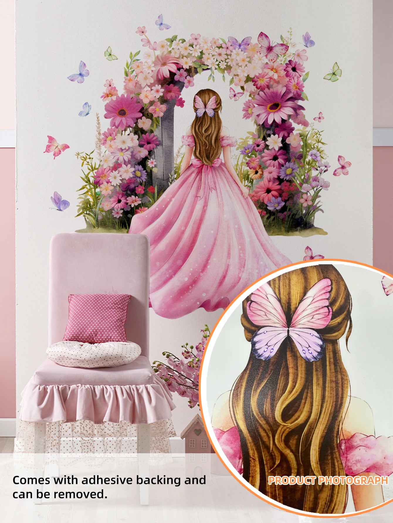 Princess Wall Decals, Butterfly Wall Decor, Peel and Stick Wall Stickers for Living Room, Dining Room, Kitchen-HomeDecorDecals_com