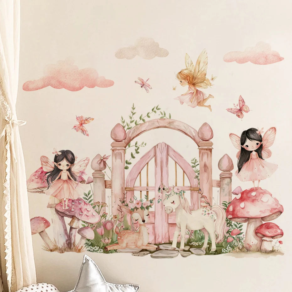 Elf Princess Mushroom House Kids Wall Sticker-HomeDecorDecals_com
