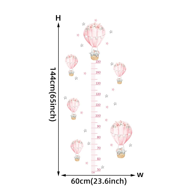 Large Sleeping Elephant Bear Moon Height Measure Wall Stickers for Kids Room Growth Chart Animals Ruller Wall Decals Home Decor-HomeDecorDecals_com