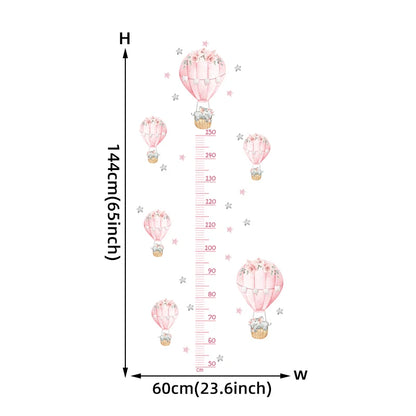 Large Sleeping Elephant Bear Moon Height Measure Wall Stickers for Kids Room Growth Chart Animals Ruller Wall Decals Home Decor-HomeDecorDecals_com