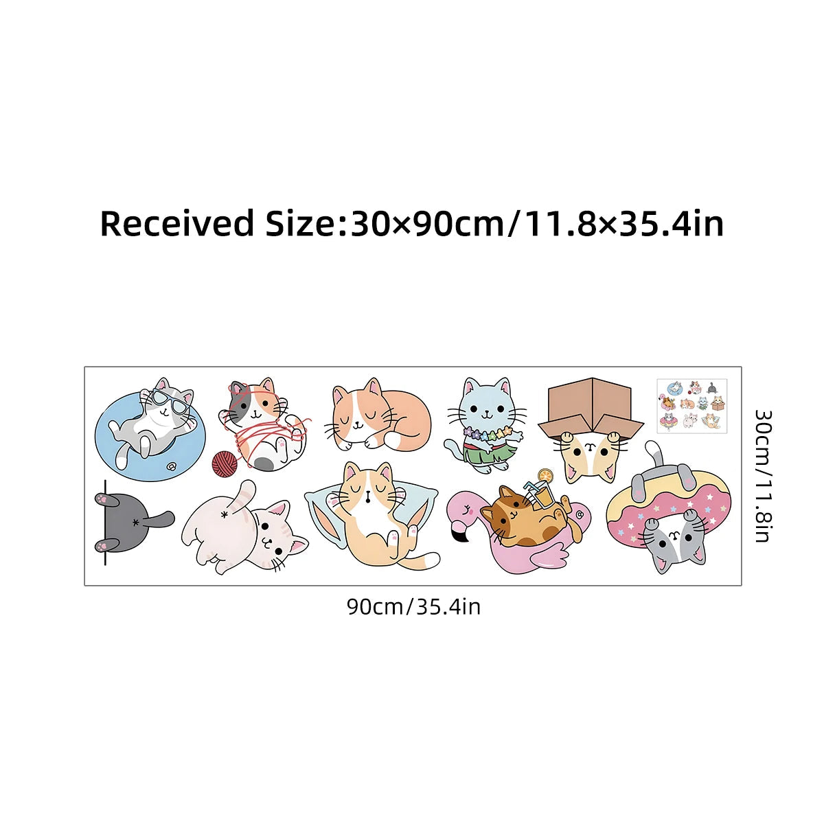 1Pc Cartoon Cute Playing Cat Wall Decals Bedroom Accessories Wall Stickers for Kids Room Decoration Children's Home Decor-HomeDecorDecals_com